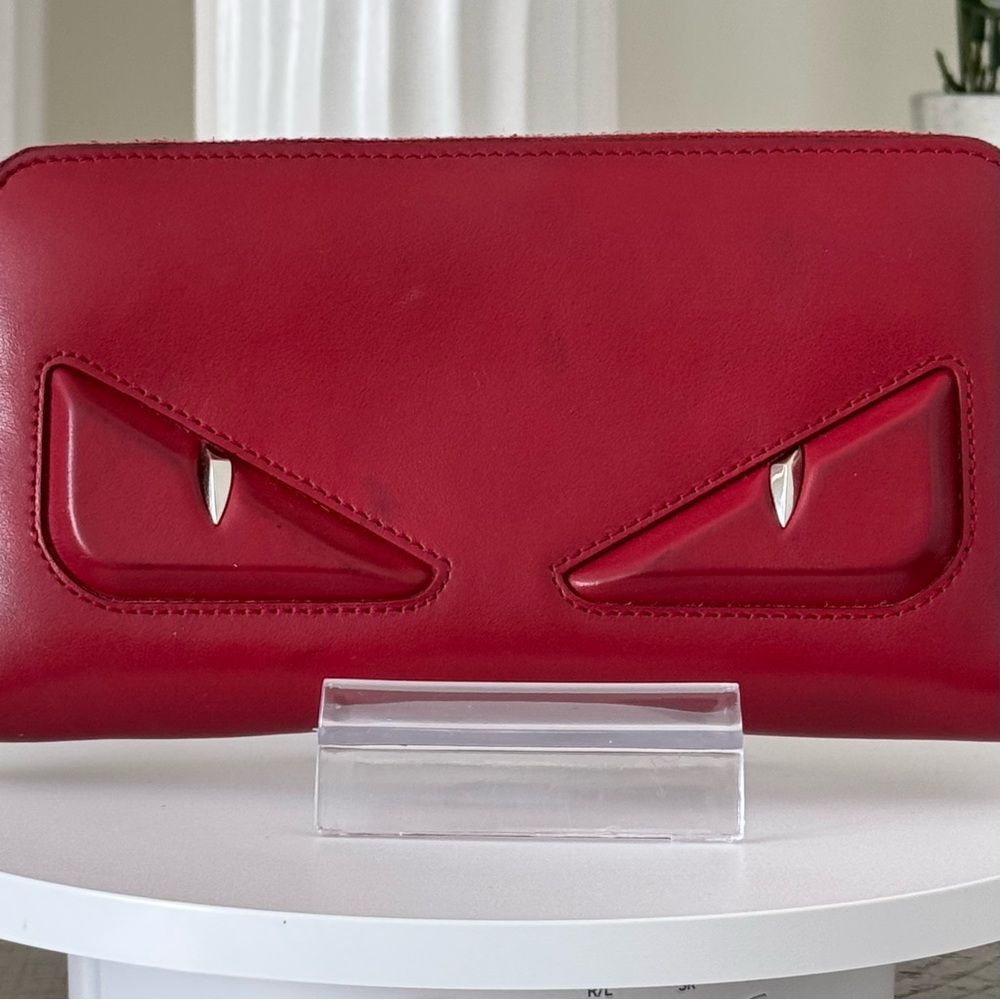Fendi Monster Eyes Zip Around Wallet - Red - Picture 7 of 17